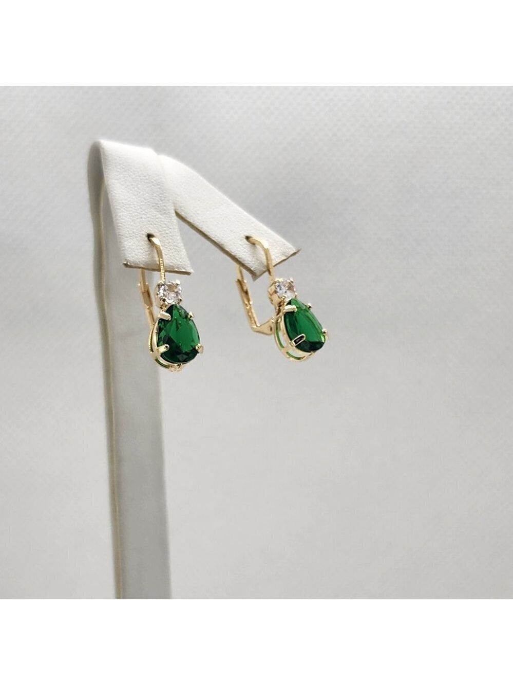 Brand New Brazilian 18k Gold Filled Green Gemstone Earrings